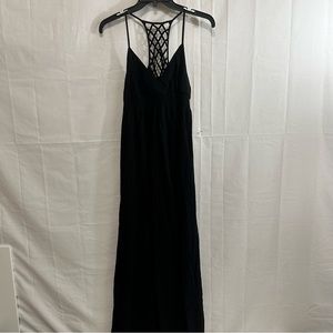 Full Tilt Womens V-Neck Racerback Maxi Sundress in Black Size Large
